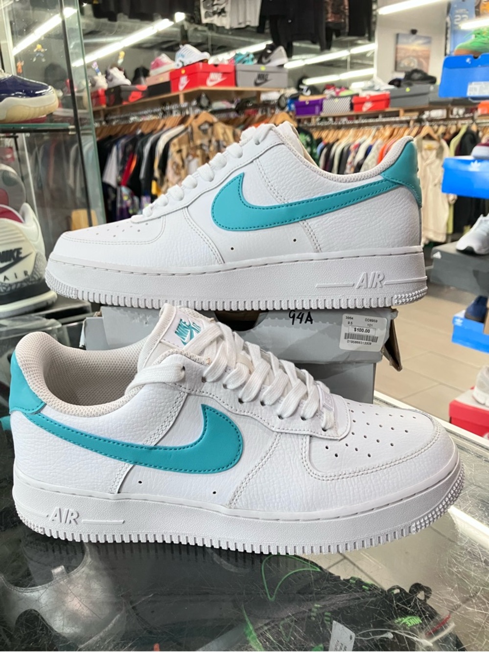 Women’s Nike Air Force 1 Low White Washed Teal Size 9.5